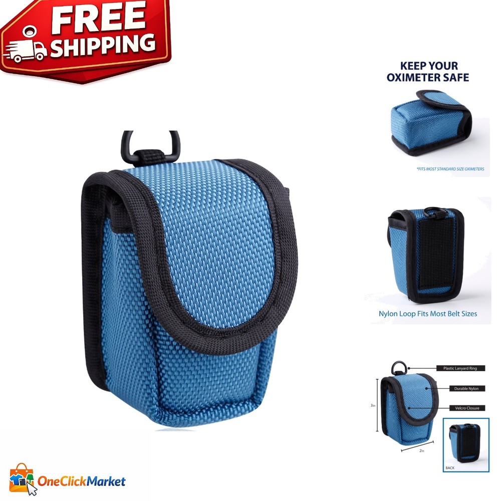 Soft Nylon Blue Carry Case for Pulse Oximeter - Easy Access & Compatibility
