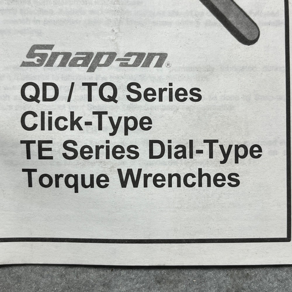 ORIGINAL Snap-on TQ/QD Torque Wrenches Instruction Manual only