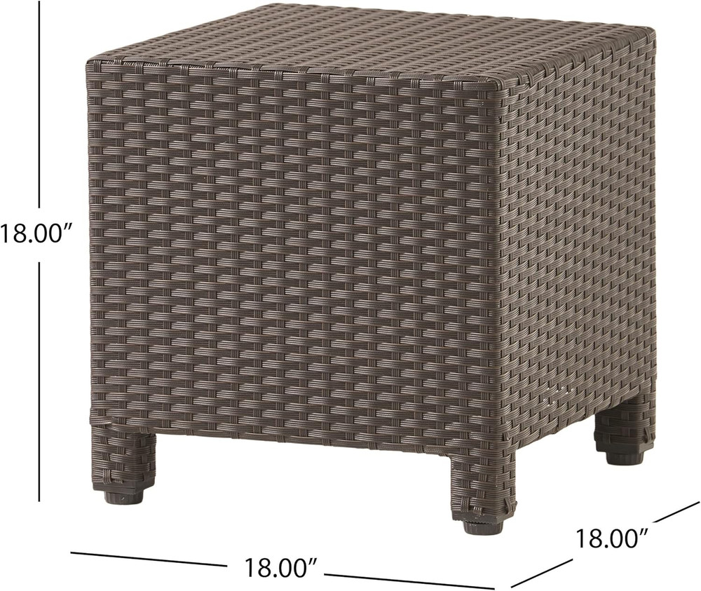 Puerta Outdoor Wicker Side Table, Dark Brown
