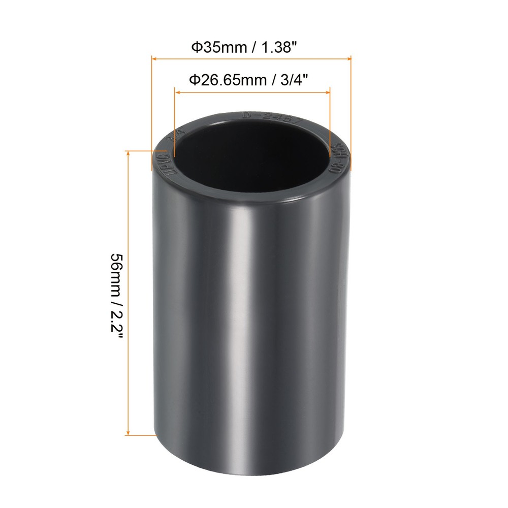 UPVC Pipe Fitting 3/4" Program Socket 80.3pcs Straight Joint Adapter, Grey