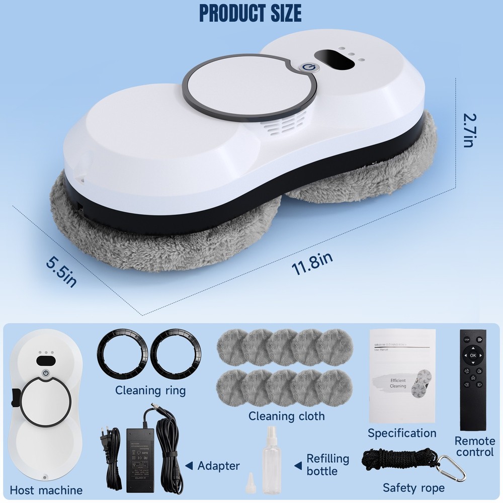 Auto Window Cleaning Robot Edge Detection AI Path Single-sided water spray