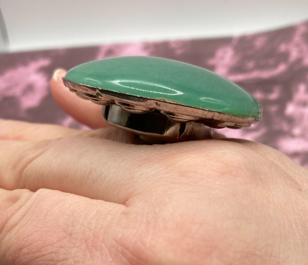 HUGE JADE Adjustable Ring 2" Diameter