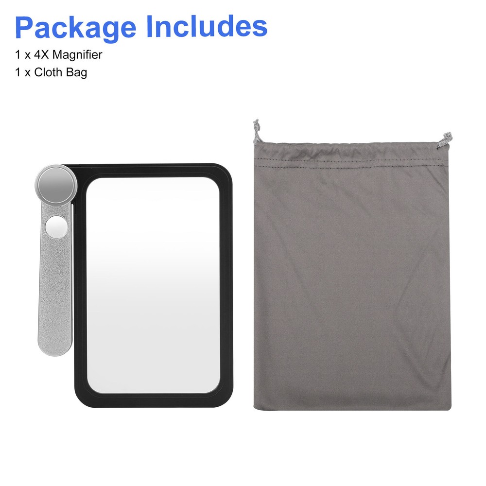 Folding Handheld Magnifying Glass 4X 20X Full Page Rectangular Reading Magnifier