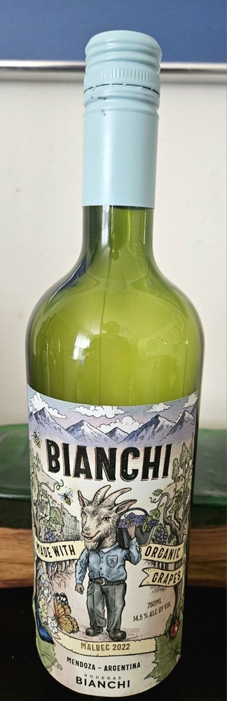 Bianchi 2022 Malbec EMPTY Red Wine Bottle