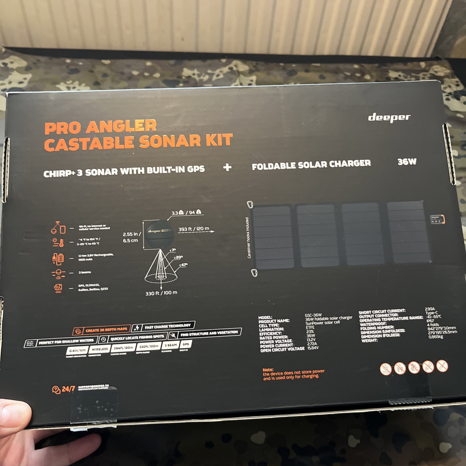 Deeper Chirp + 3 Sonar Power Bundle With Solar Panel Portable Fish Finder #NEW#