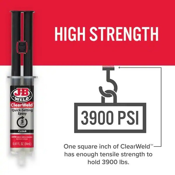 JB Weld 50114 ClearWeld Quick Setting Epoxy, Clear 0.47 oz.