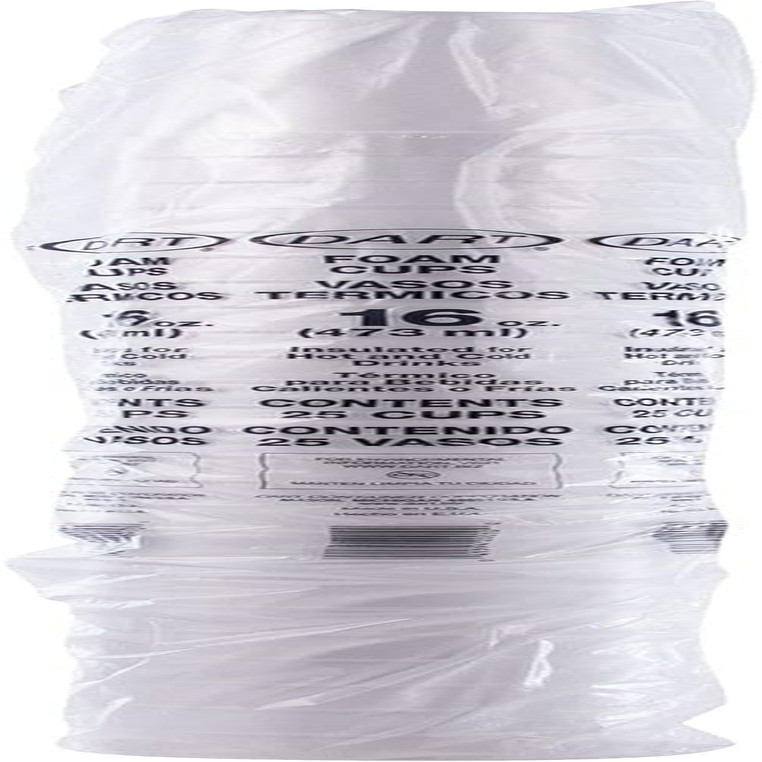 White Foam Cups 16 Oz 25 Cups