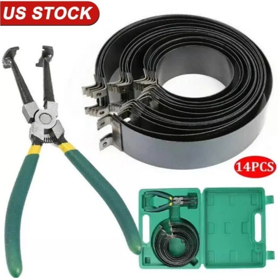 Motorcycle Piston Ring Compressor Cylinder Installer Tool Kit with Plier&14 Band