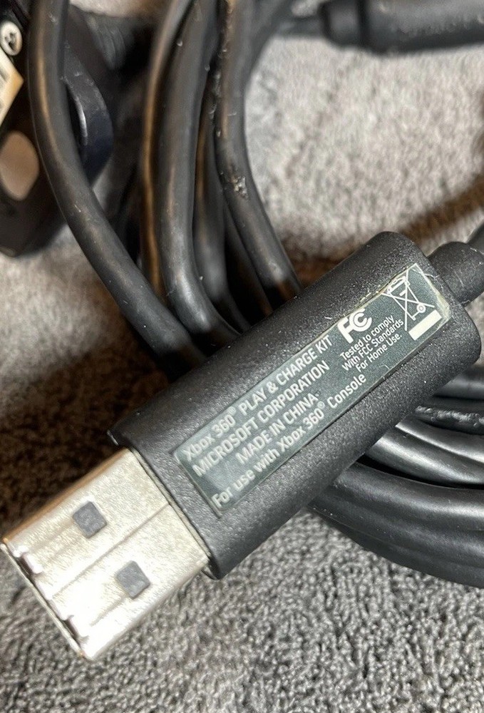 Microsoft Xbox 360 OEM Play & Charge Controller USB Charging Cable Black