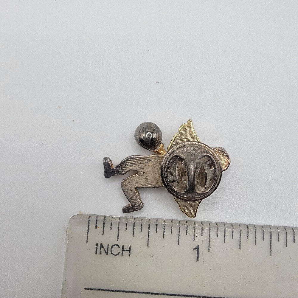 Angel & Bowling Ball Pin Silver & Gold Tone
