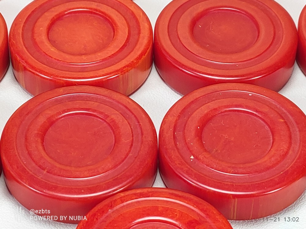 Bakelite Backgammon Chip Disc Cherry Red swirl 1.72" Replacements Catalin 1pc