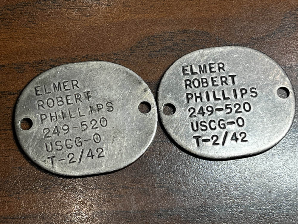 WW2 USCG US Coast Guard STERLING SILVER Dog Tags ID
