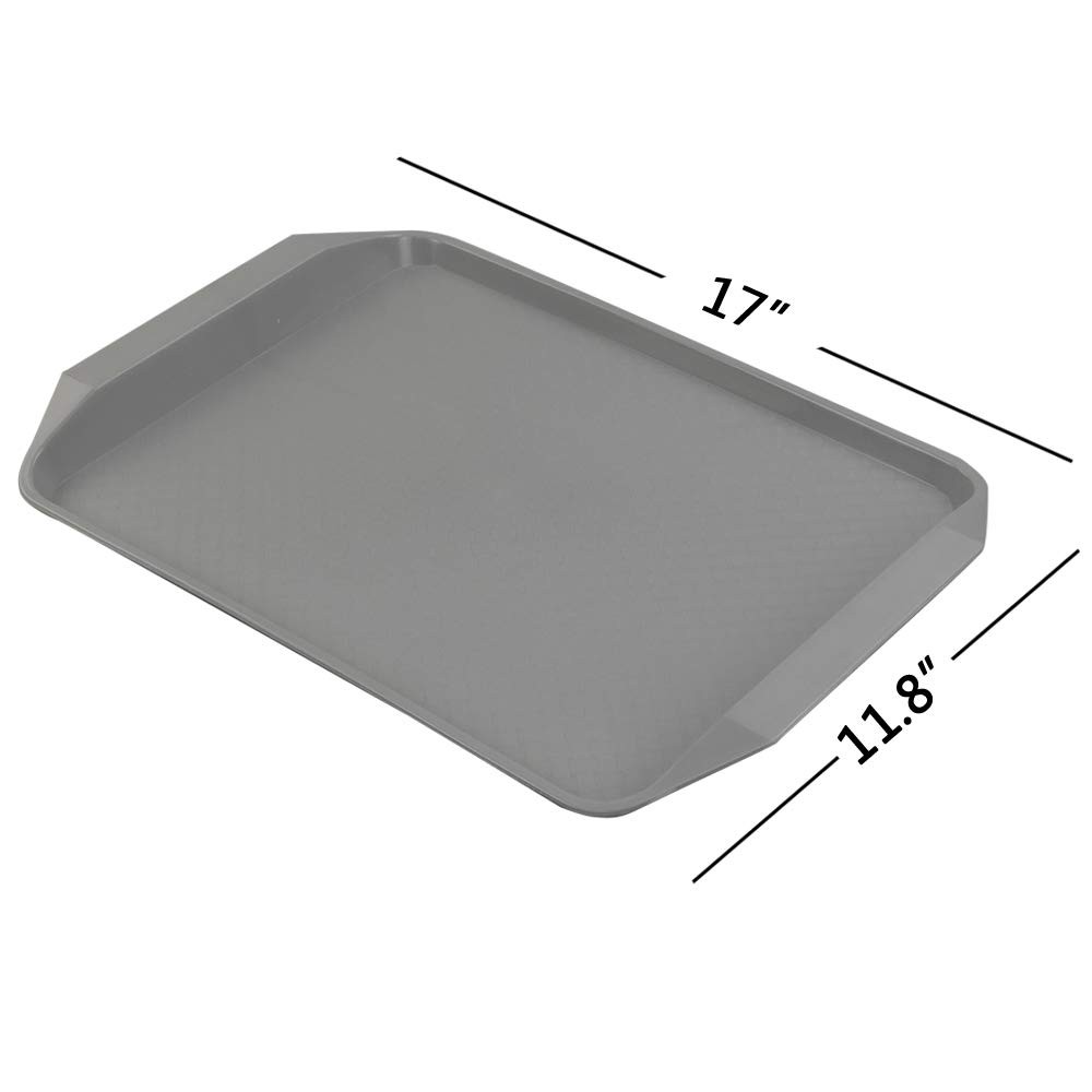 4 Pack Rectangular Plastic Fast Food Trays Cafeteria Serving Grey Beige