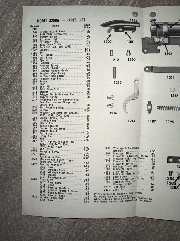 Mossberg Model 320BA Owners Instructions Manual