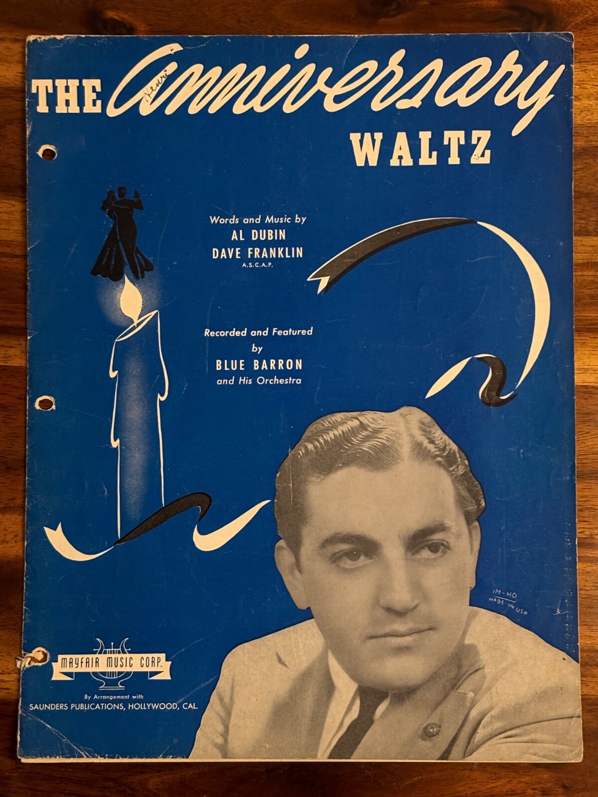 The Anniversary Waltz Sheet Music Al Dublin Dave Franklin Mayfair Music Crp 1941