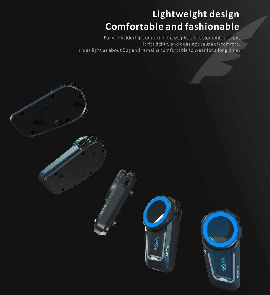 2 Sets Full Duplex Mesh Motorcycle Bluetooth Interom Headset FM 8 Rider