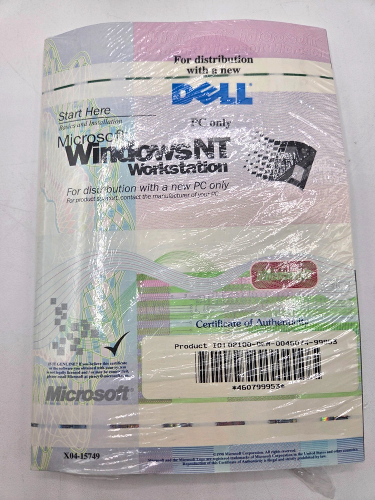 NEW Microsoft Windows NT 4.0 Workstation CD & Floppy Disc - Dell PC (READ BELOW)