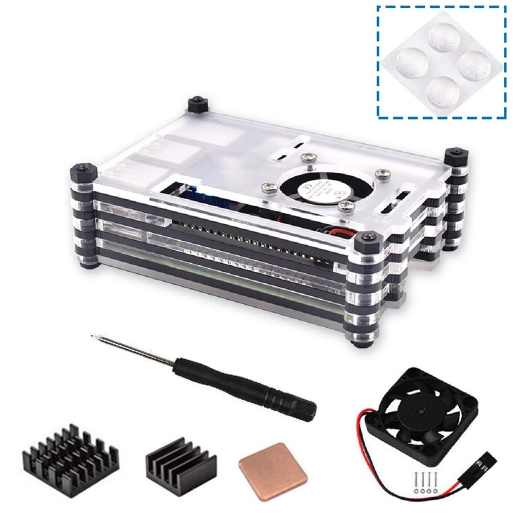 9 Layers Acrylic Transparent Case With Cooling Fan For Raspberry Pi 3B+/3B E
