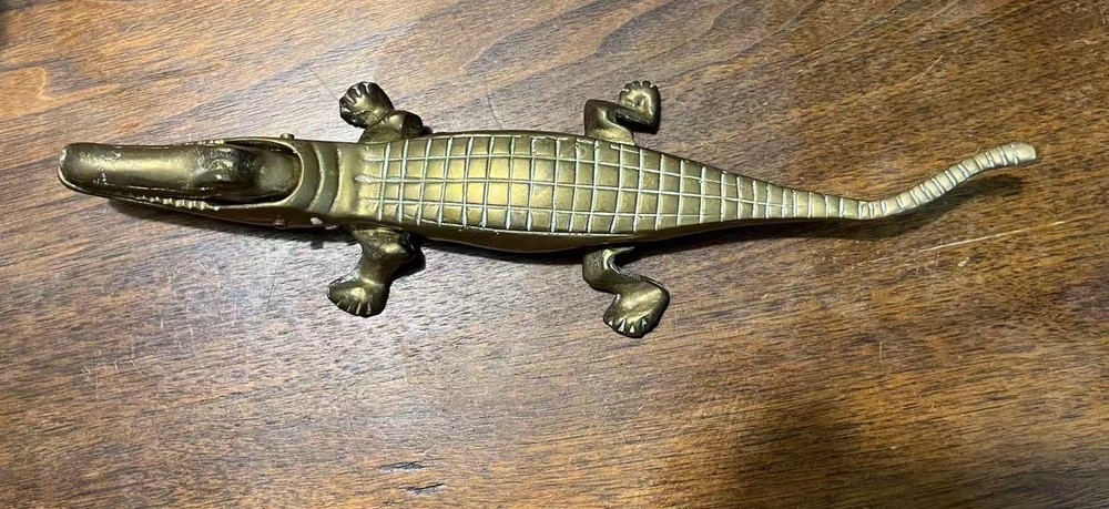 VintageBrass Crocodile Nutcracker 10.50 Inch Long