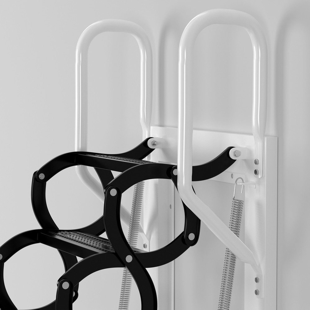 Wall Mounted Folding Ladder Black Loft Attic Stairs Pull down 12 Steps👍