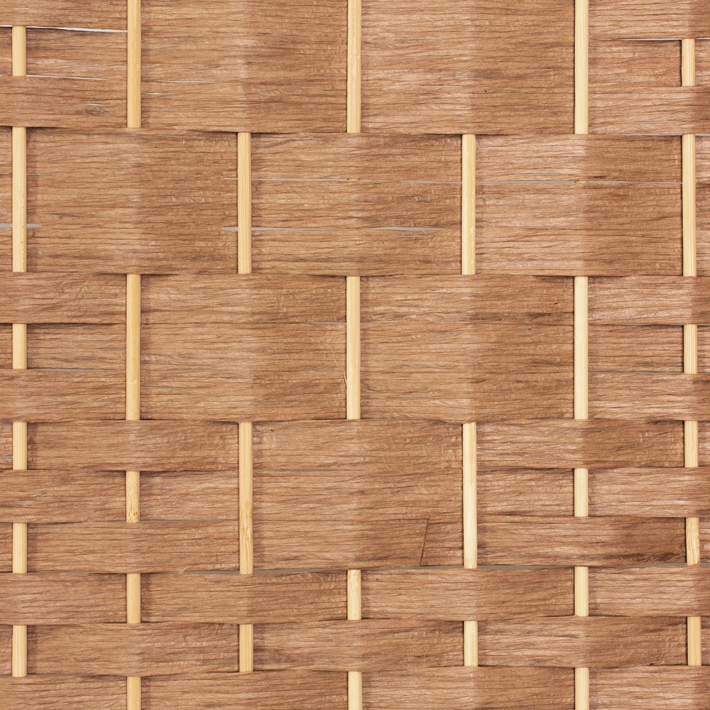 3 ft. Short Diamond Weave Fiber Folding Screen - Natural - 6 Panel