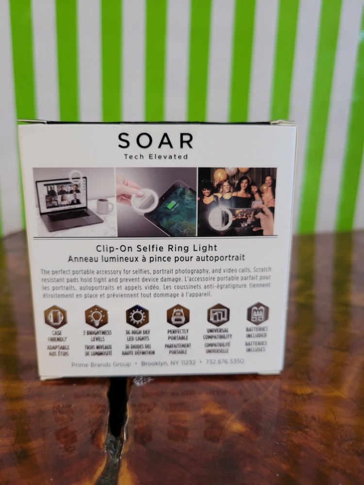 Soar Tech Elevated Clip On Selfie Ring Light New In Box for tablets, phone, comp