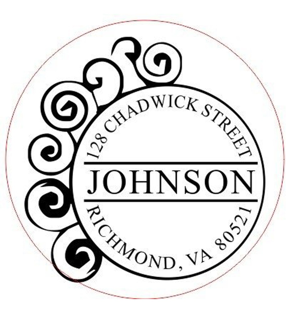 Customized Unique Designer Round Name with Return AddressSelf inkingRubber Stamp