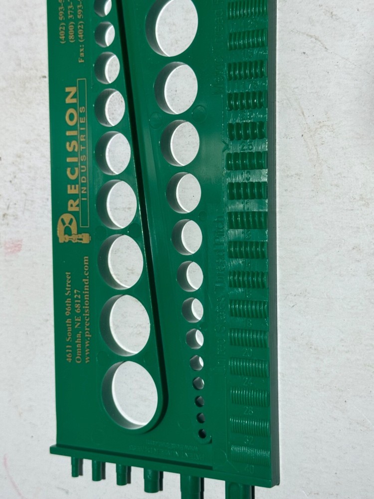 Precision Industries Thread Size Template