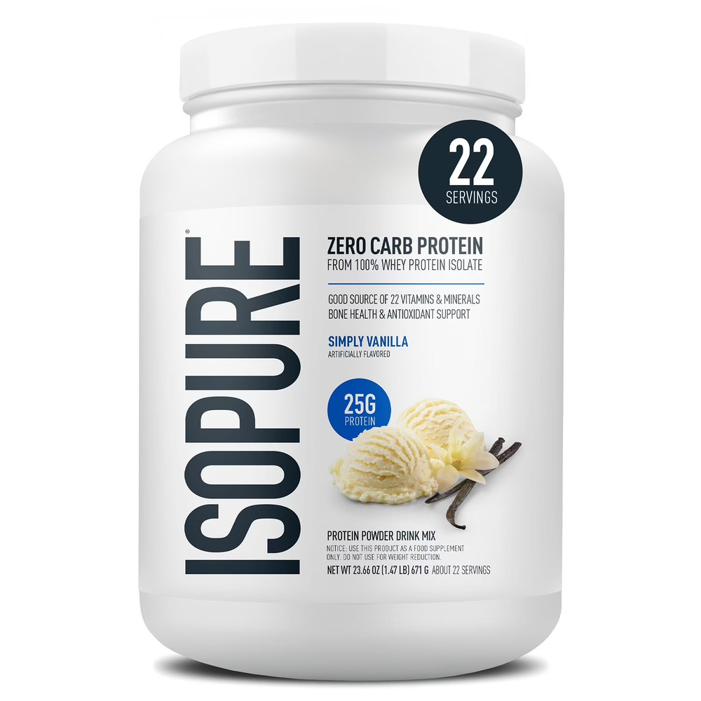 Isopure Zero Carb Whey Protein Isolate Powder, Simply Vanilla, 1.47 lbs.