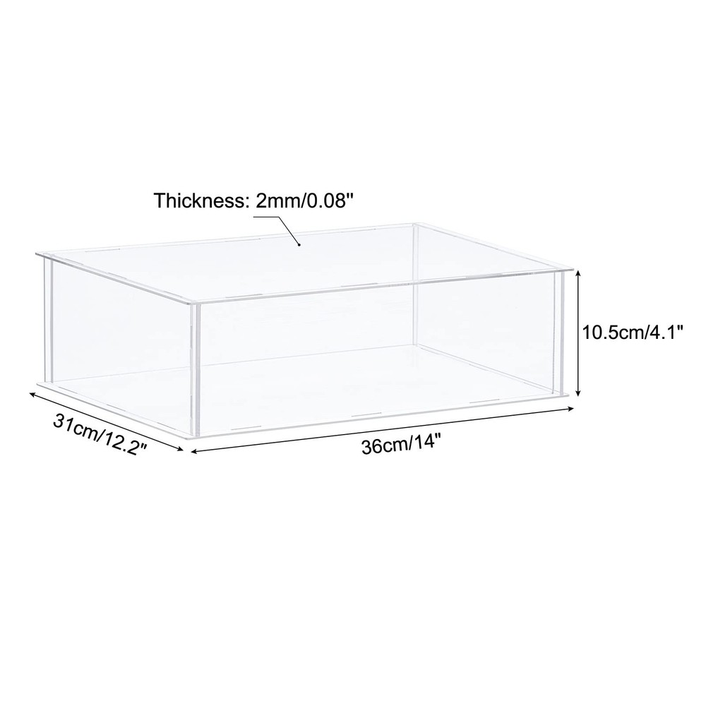 Acrylic Display Case Plastic Box Clear Assemble Dustproof Showcase 14x12.2x4