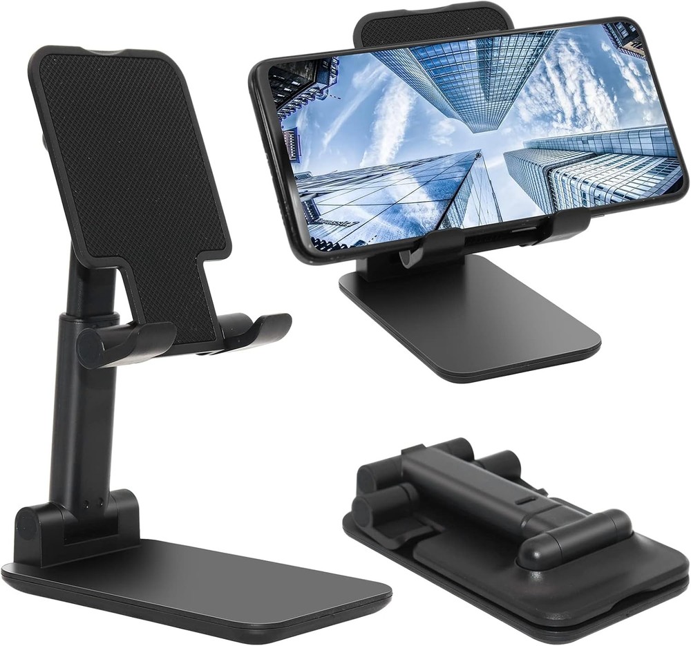 Cell Phone Stand, Folding Desktop Angle Height A-Black