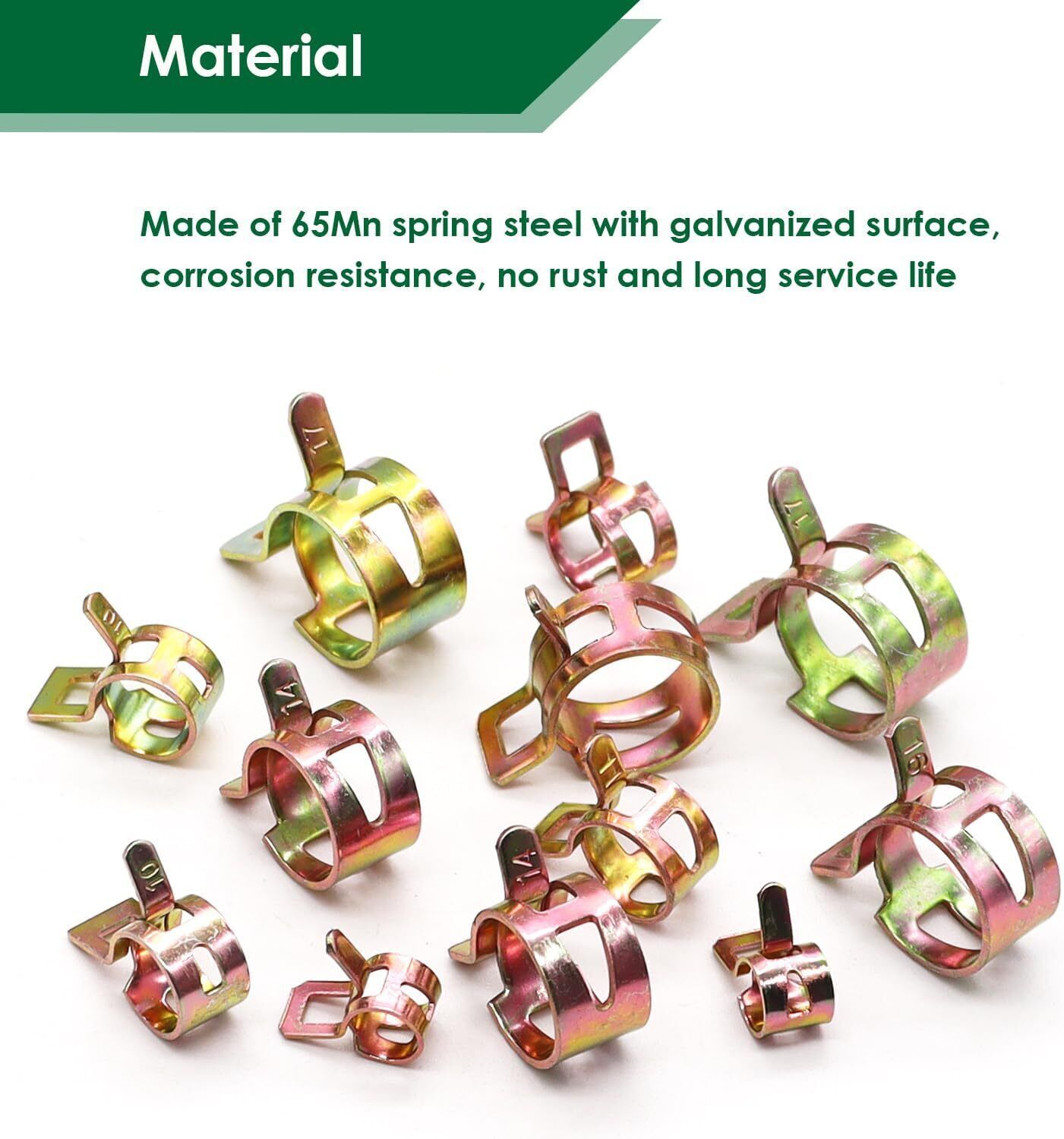 115pc Hose Spring Clamps Fastener Fuel Water Line Pipe Air Tube Clips Kit 6-22mm