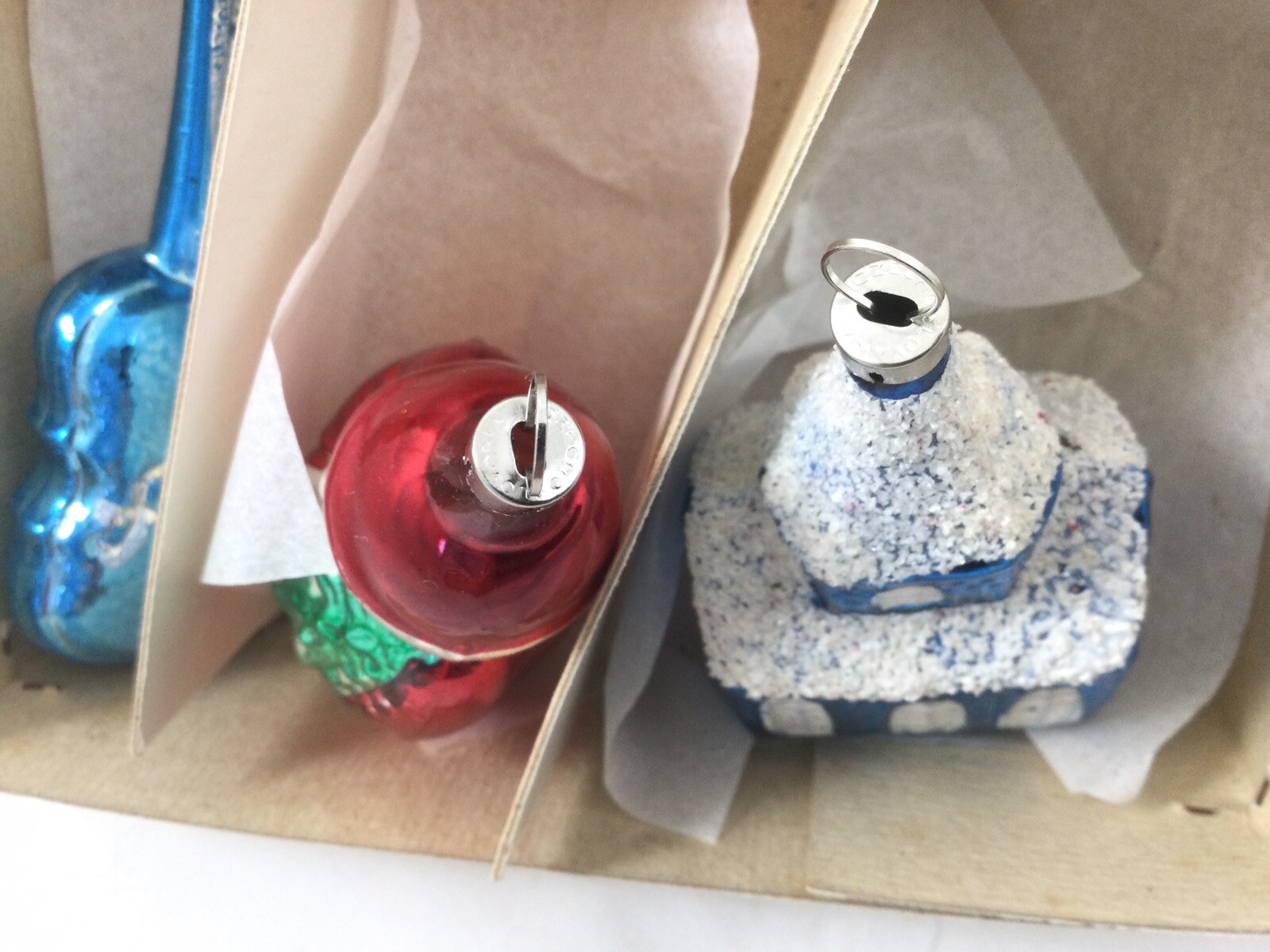 vintage czechoslovakia glass christmas ornament set of 6