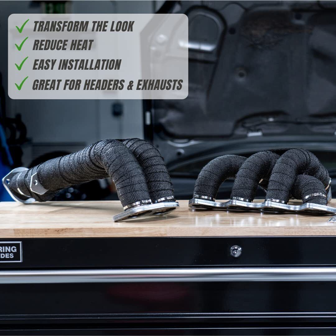 2 Roll x 2" 50FT Black Exhaust Wrap Header Manifold Fiberglass Heat Wrap Tape