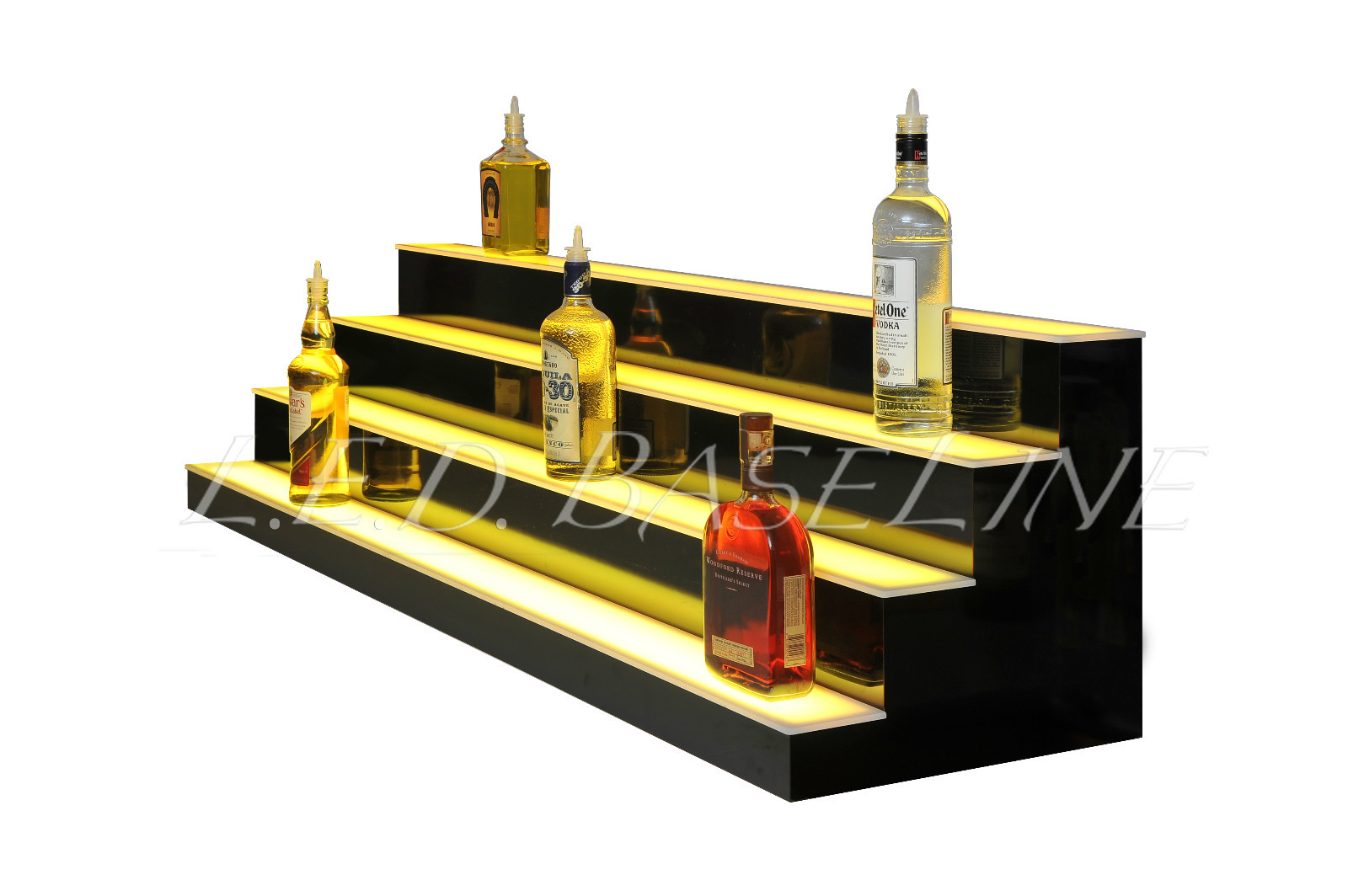 60" 4 Step Shelving Glass Liquor Bottle Display