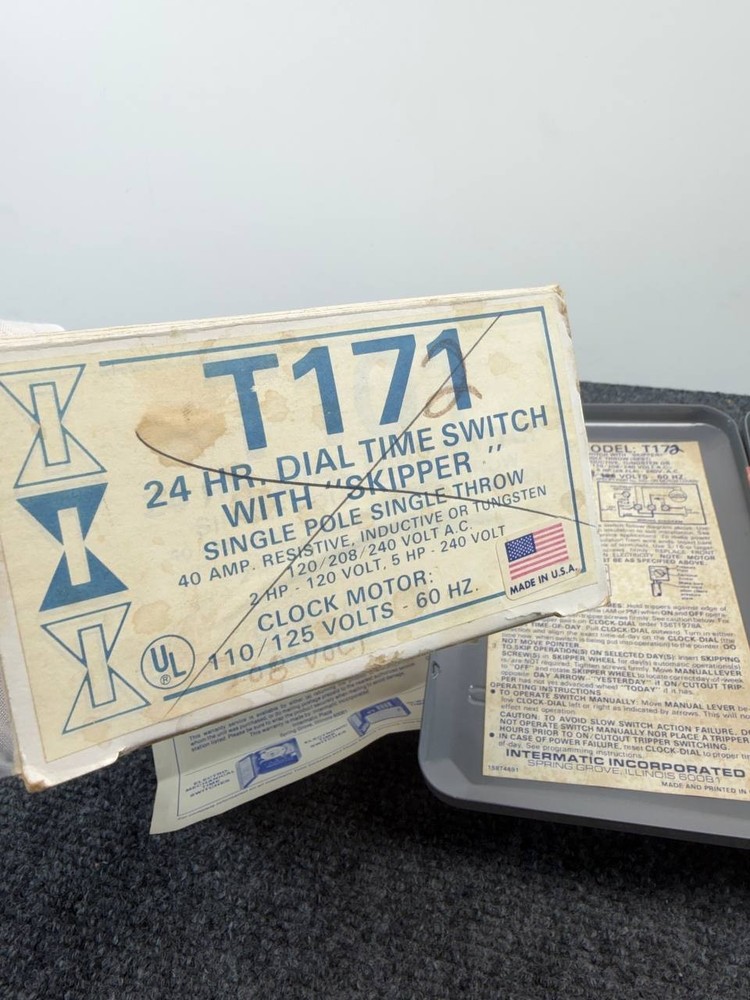 Intermatic T171/172 24-Hour Dial Time Switch with Skipper - Industrial Timer New