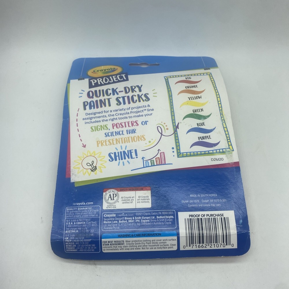 Crayola - 6 Quick Dry Paint Stick