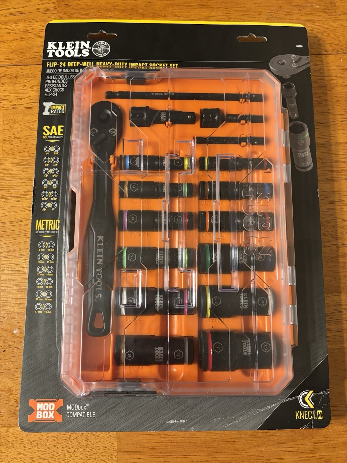 Klein Tools 65626 Flip-24 Deep-Well Heavy-Duty Impact Socket Set SAE/Metric NEW