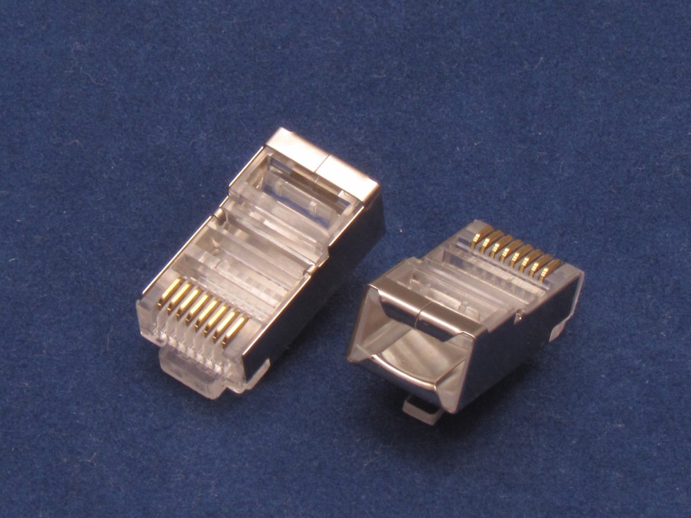 100 RJ45 Network Shielded Modular Plug CAT5e 8P8C Connector End Pass Through