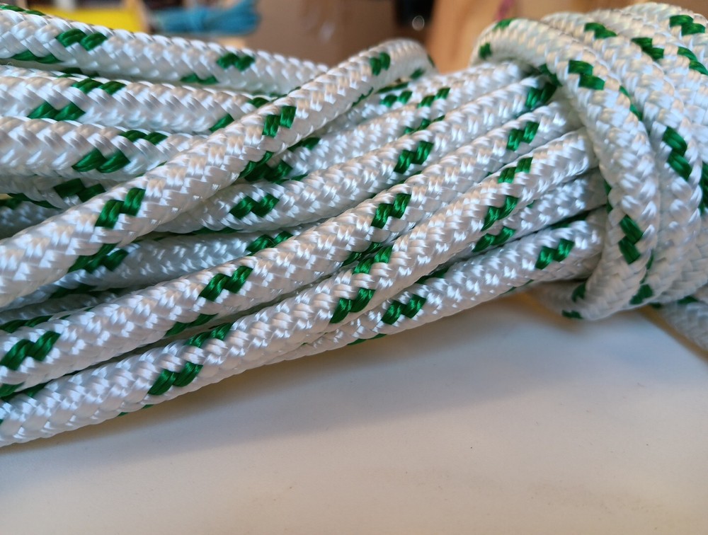 5/16 x 94 ft. Double Braid-Yacht Braid polyester rope hank. White/Green