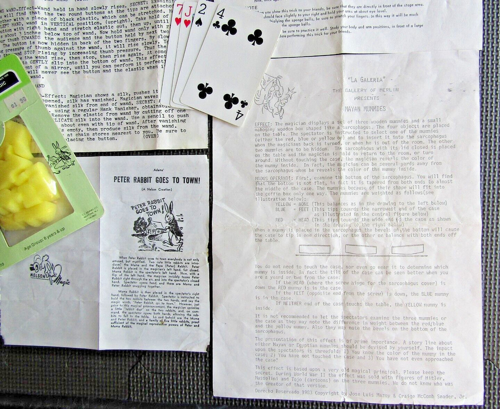 Magic trick instructions 1970's and tricks !