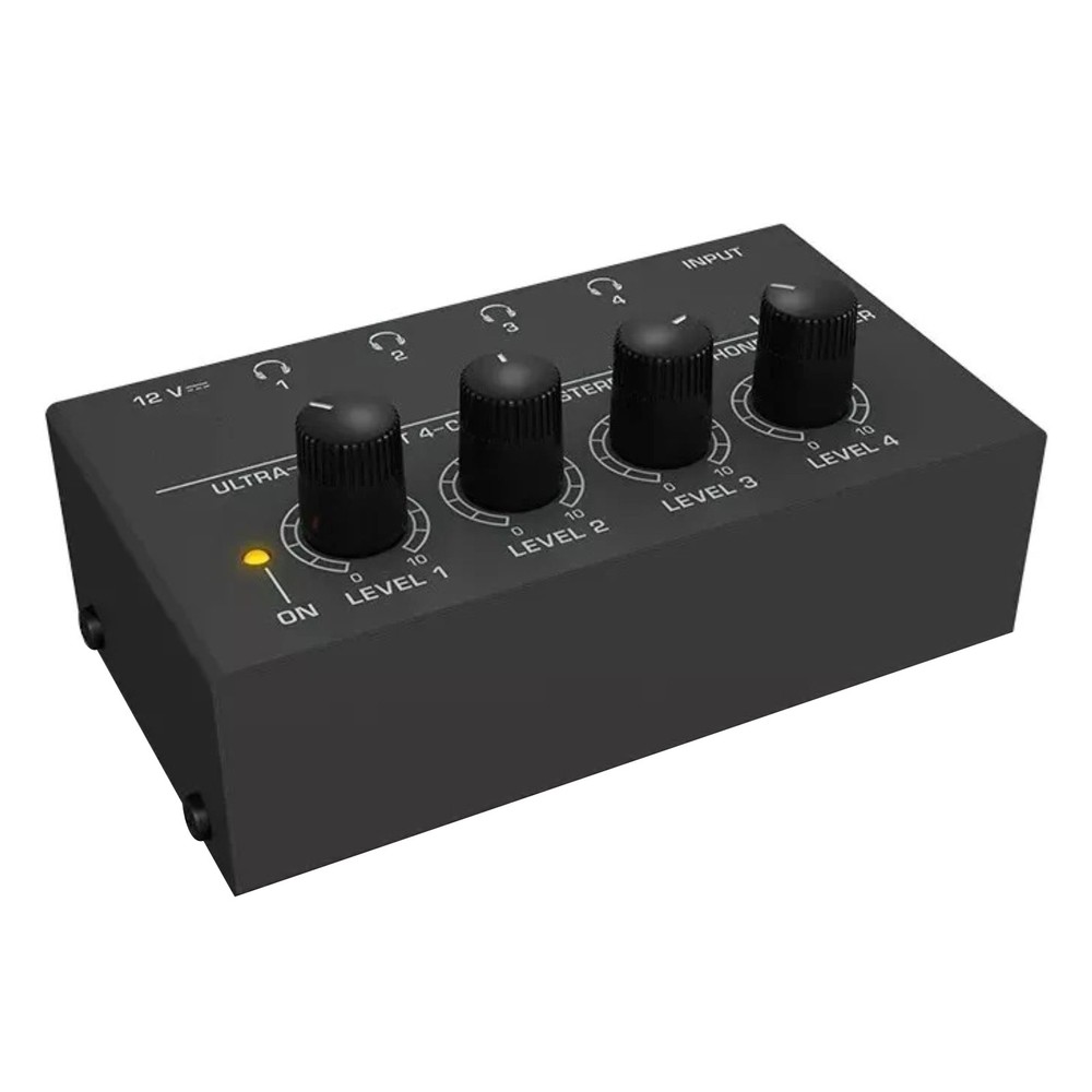 4 Channels 12V Black Mini Stereo Headphone Ultra-Compact Audio Amplifier