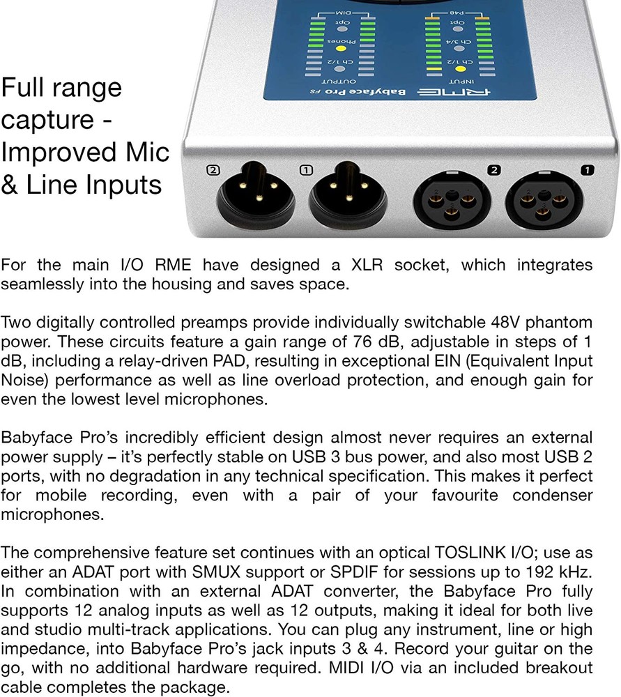 RME BABYFACEPROFS Full SteadyClock FS Circuit Less Latency Audio Interface