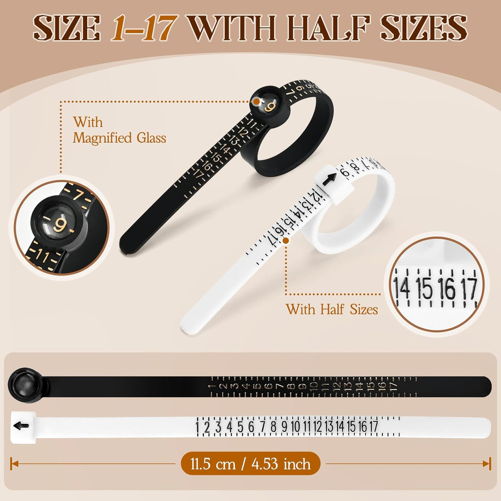 Ring Sizer Measuring Tool, 3 Types, 27 Pcs Metal Ring Sizing Kit, US Sizes 0-13