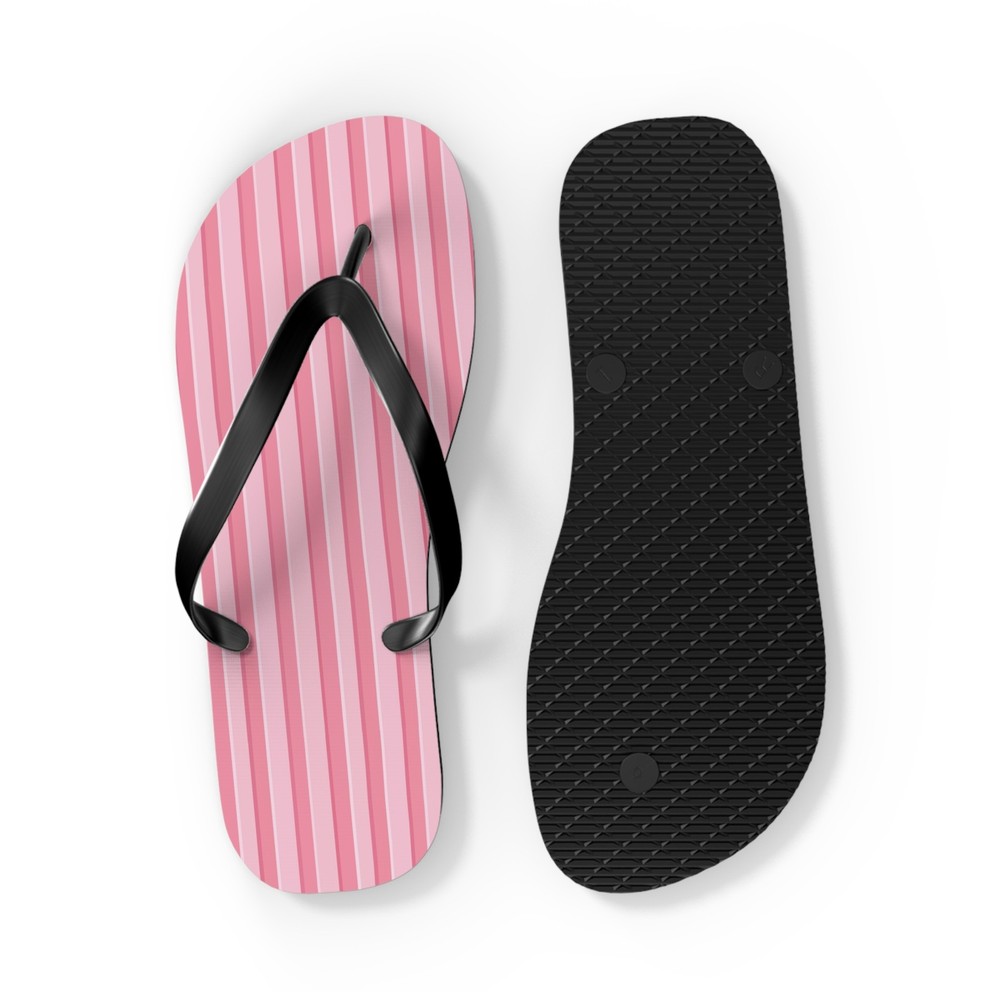 Pink Striped Flip Flops – Summer Beach Sandals