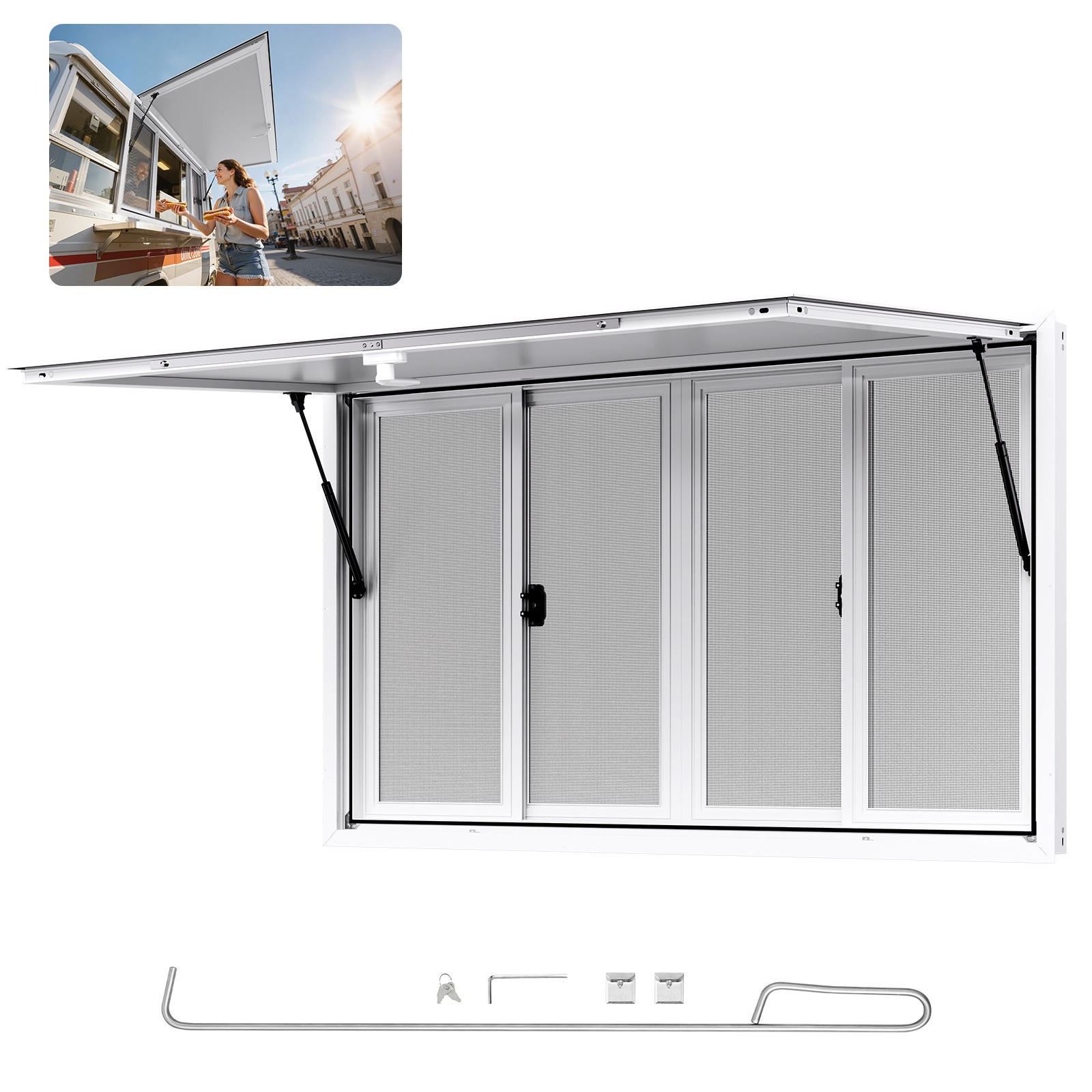 VEVOR 60x36in Concession Stand Serving Window Food Truck Service Awning Aluminum