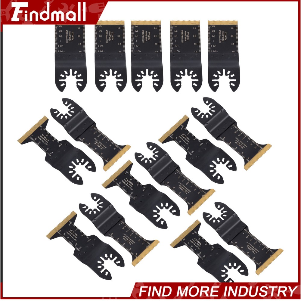 Findmall 15 Pcs Titanium Cutting Blades Multitool Oscillating Saw Blades Kit