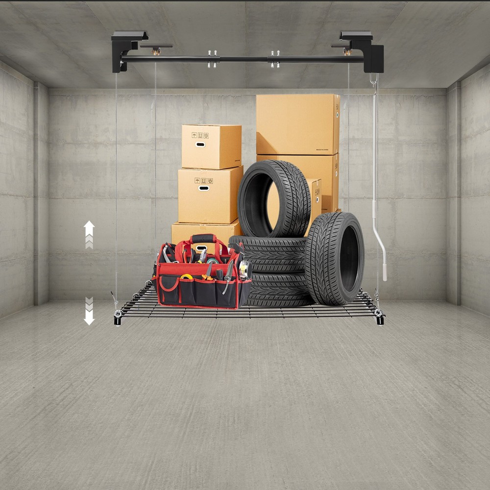 Overhead Garage Lifting Storage Rack, Garage Storage Rack, Adjustable Height Gar