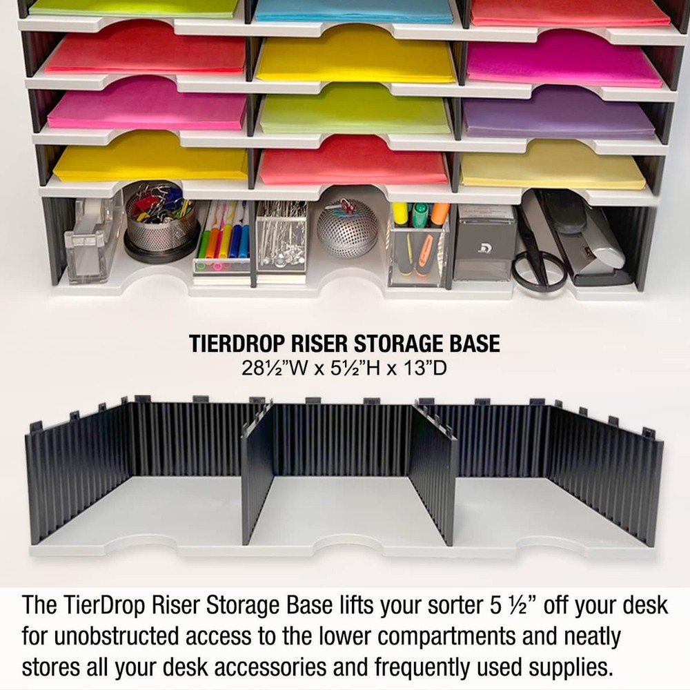 Ultimate Office Desktop Organizer 12 Letter Tray Sorter PLUS Riser Storage Ba...