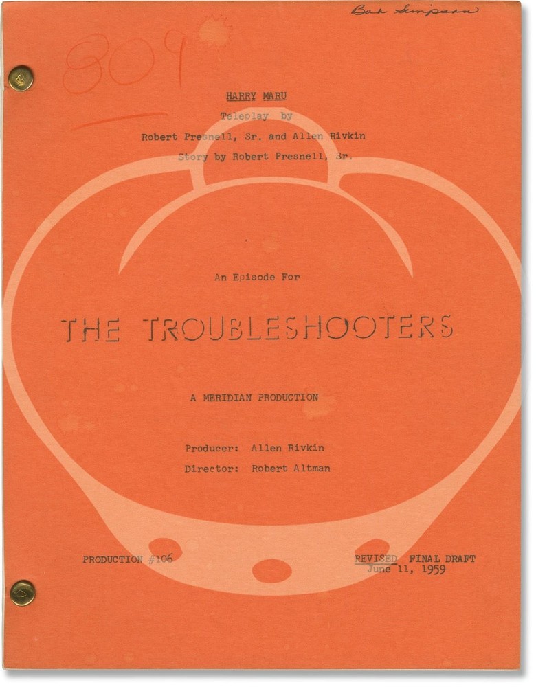 Robert Altman TROUBLESHOOTERS Four original screenplays for the #159781